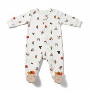 Carter's newborn thanksgiving sleeper with turkey feet, NB, pumpkins, fall